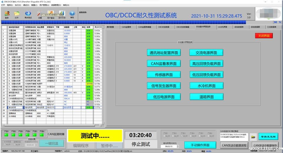 车载充电器OBC/DC-DC转换器测试软件系统
